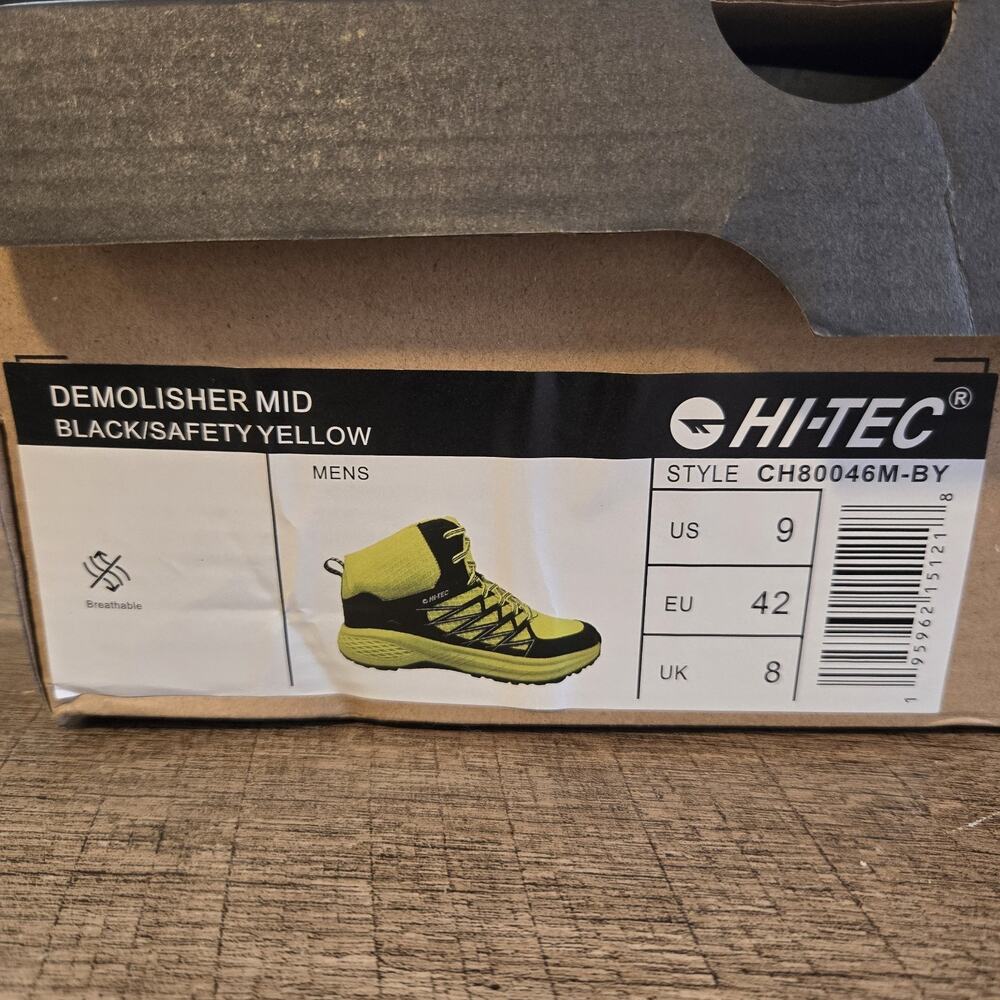 Hi-Tec Men's Hiking Boots Breathable Synthetic Black/Yellow US 9 UK 8 - Picture 3 of 3